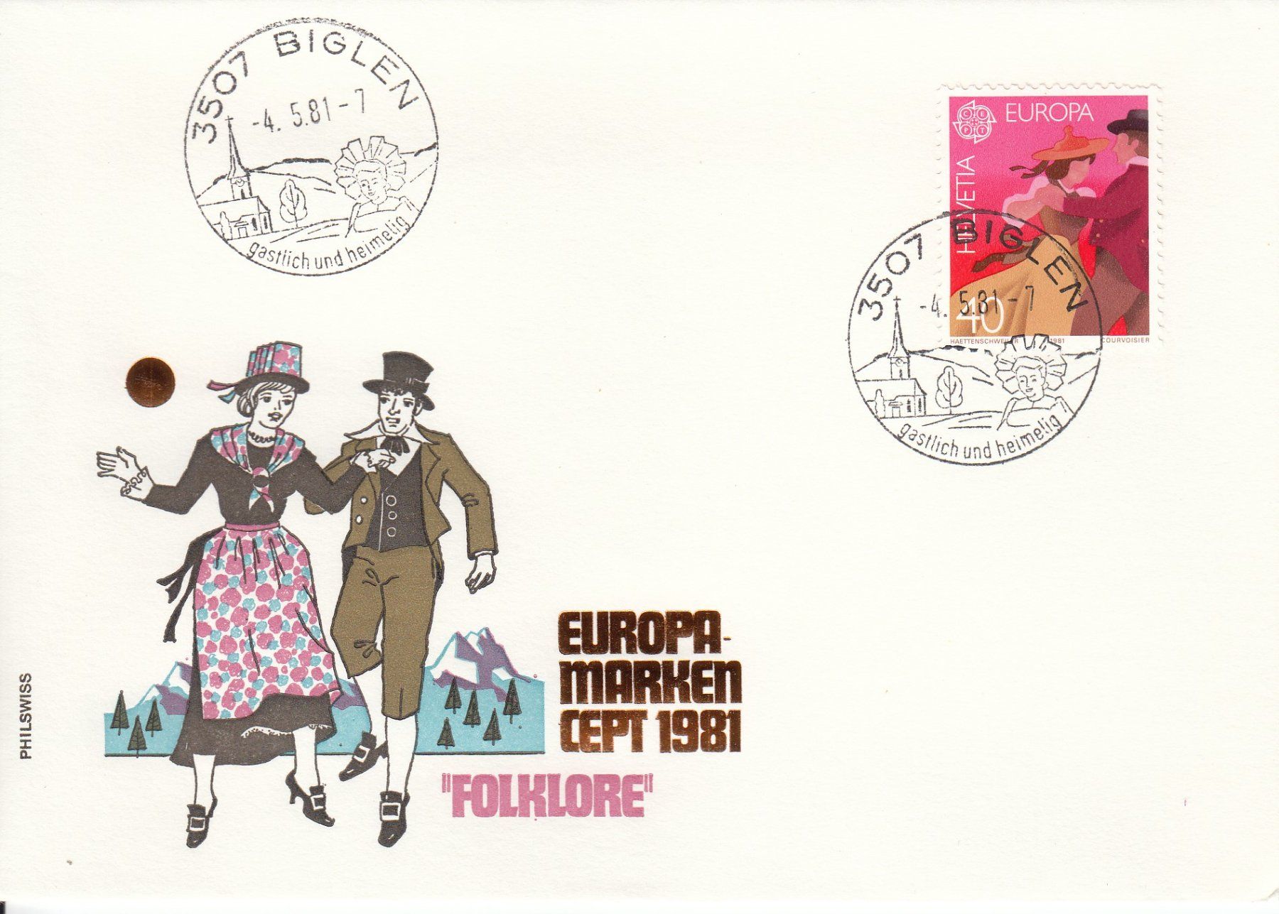 Alle Briefmarken: 1981 Europamarken CEPT Folklore FDC 2507 Biglen – Gebraucht aus Spreitenbach von Mustang_1105