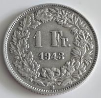 1 Franken 1943 Helvetia Silber gute Erhaltung