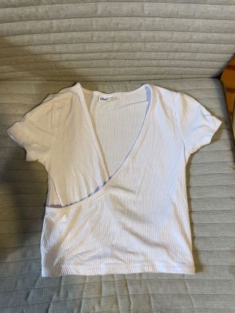 Buffalo Wickeloptik Crop Top, T-Shirt, Weiss, Gr. 32/34
