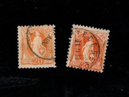 stehende Helvetia Farbunterschiede Briefmarken Philatelie