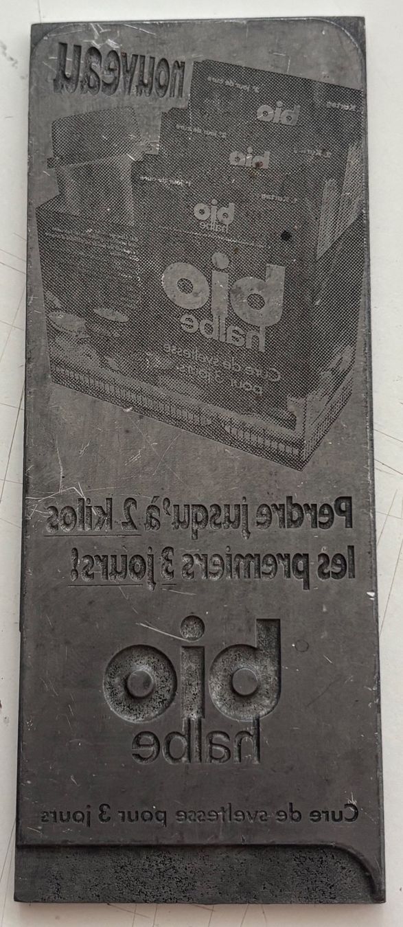 Foto & Immagini: Cliché typographique - bio halbe, cure de sveltesse pour... – Usato da Neuchâtel venduto da gefdeneuch
