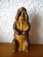 Murmeltier Holzfigur, Handgeschnitzt, mit Glasaugen