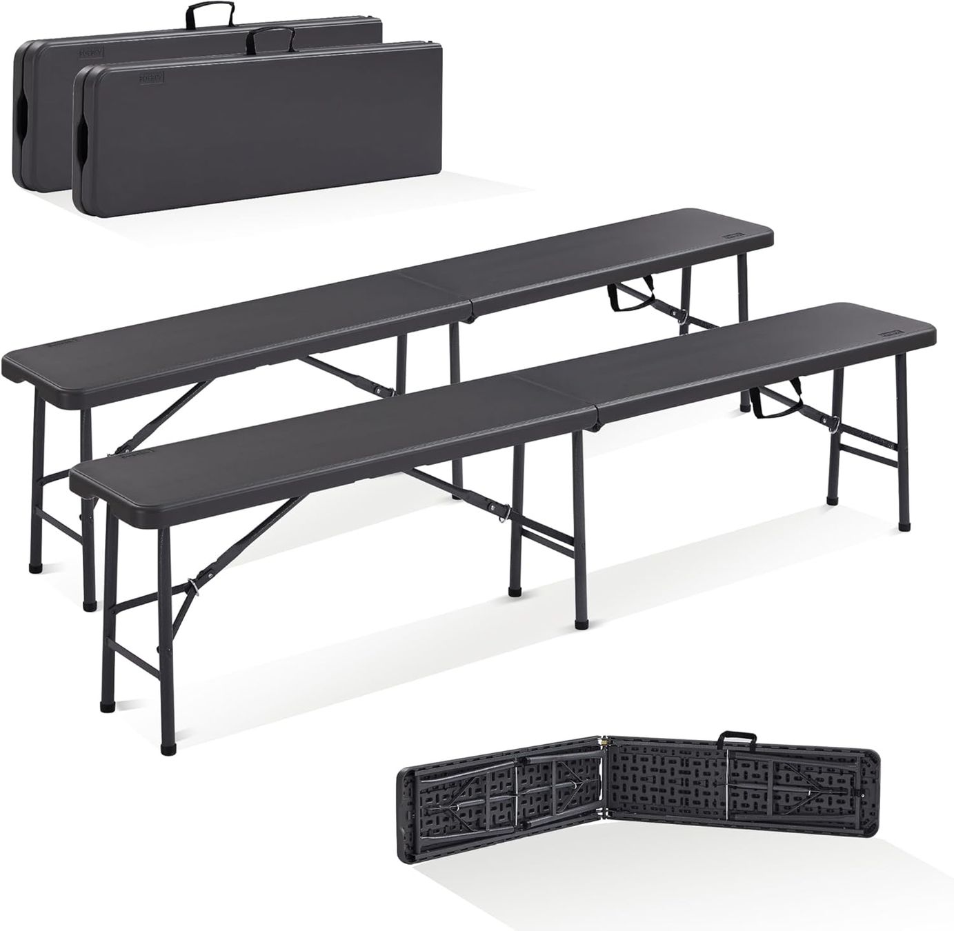 Panchine: Sitzbank 2er Set | Schwarz – Nuovo (secondo la descrizione) da Nebikon venduto da warendiscount