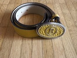 Gürtel BOGNER gelb Grösse 85 Leder Handmade in Germany