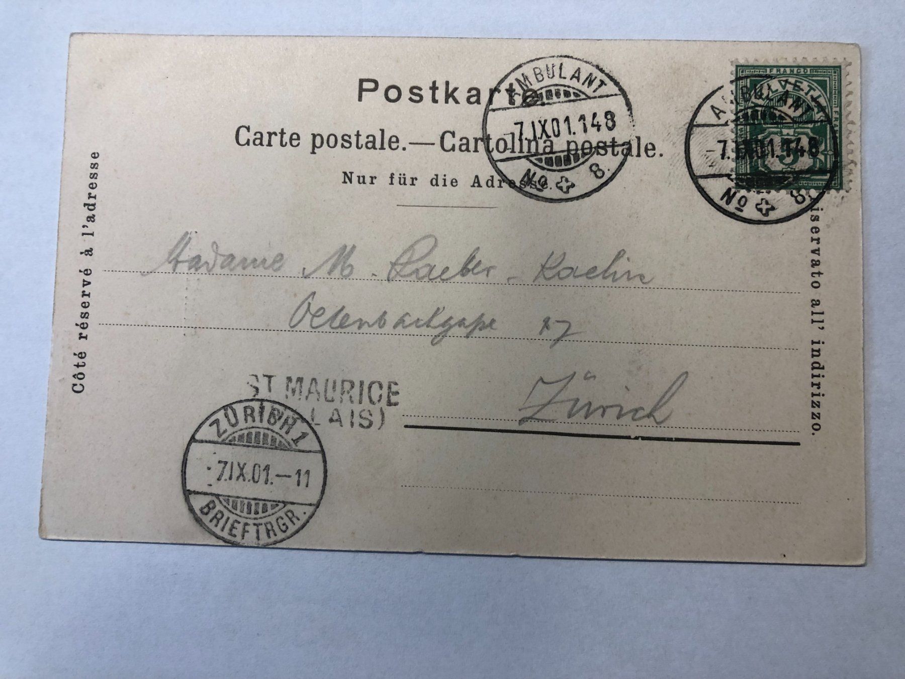 Cartoline postali: Saint Maurice 1901 – Usato da Pfäffikon ZH venduto da Waltoversand 1