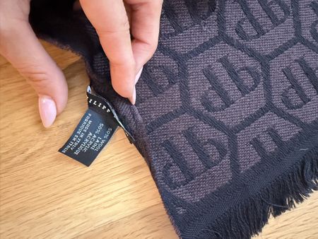 Schal Philipp Plein dunkelgrau mit Muster 50 Wolle