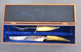 Tranchierbesteck mit Horn-Griffen , Made by Sheffield Steel