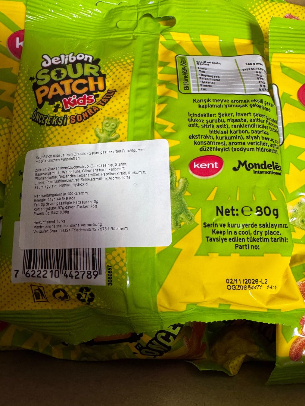 Cibi & Specialità: 21x Jelibon Sour Patch Kids Classic 80g – Nuovo e nell'imballaggio originale da Zunzgen venduto da noa_wd92 1