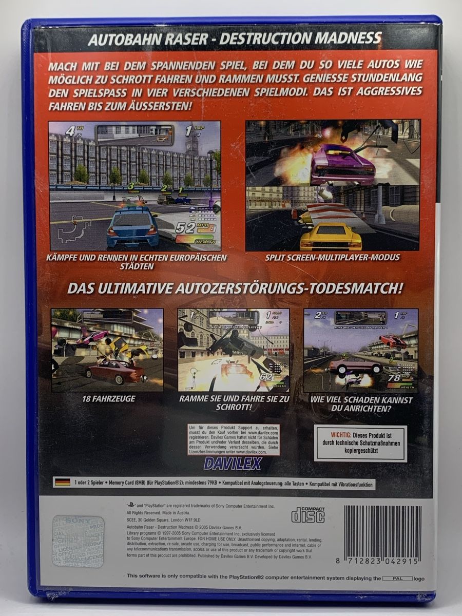 Sony Giochi: PS2 - Autobahn Raser Destruction Madness – Usato da Ostermundigen venduto da RG-Collector 1