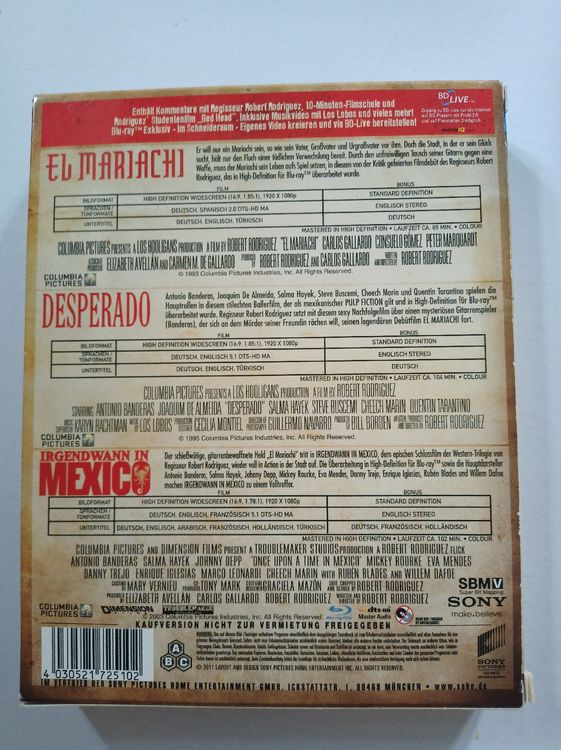 El Mariachi Trilogy Blu ray Robert Rodriguez Action (Gebraucht) in