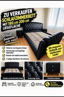 Doppelbett schwarz Kunstleder 180x200 cm mit Nachttischen