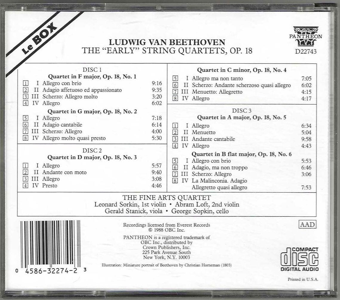 CDs: Beethoven / The Six String Quartets Op. 18 - 3 X CD – Gebraucht aus Genève von CDLPBookS 1