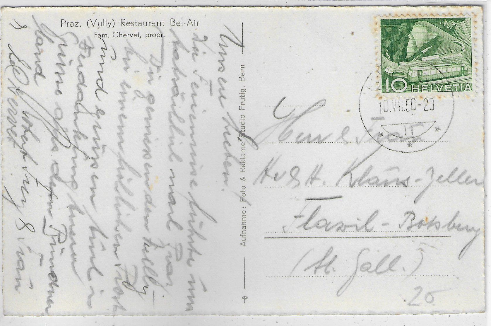 Cartoline postali: Praz (Vully) Restaurant Bel-Air – Usato da Ettingen venduto da Kartenplanet 1