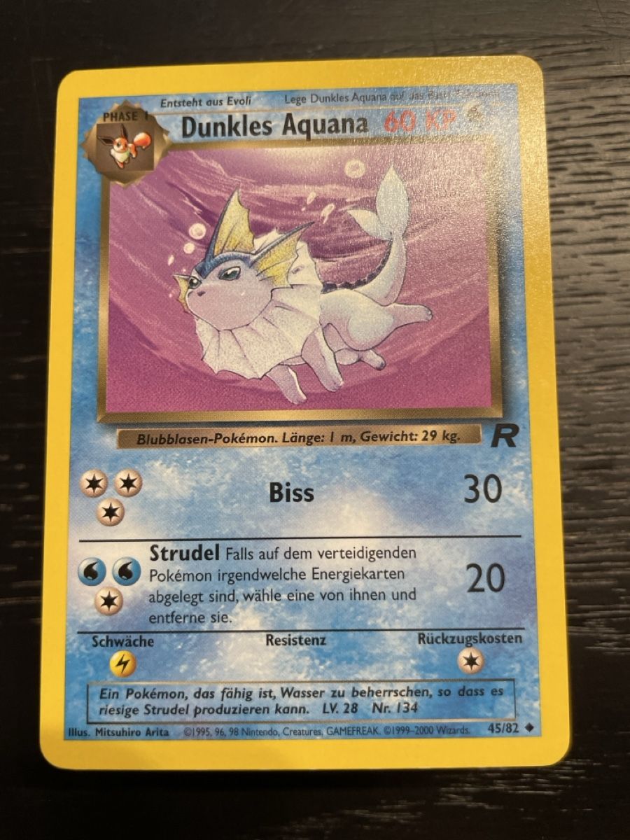 Pokémon Sammelbilder & Trading cards: Pokemon Dunkles Aquana 45/82 rocket vintage – Gebraucht aus Hugelshofen von Suimosa