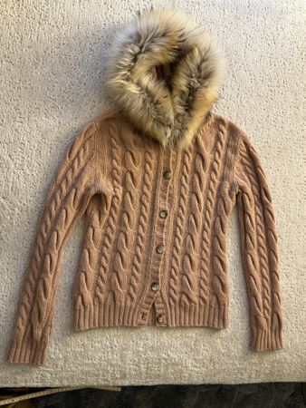 Dal Lago Strickjacke, Gr. XS, mit Pelzkragen, neuwertig !