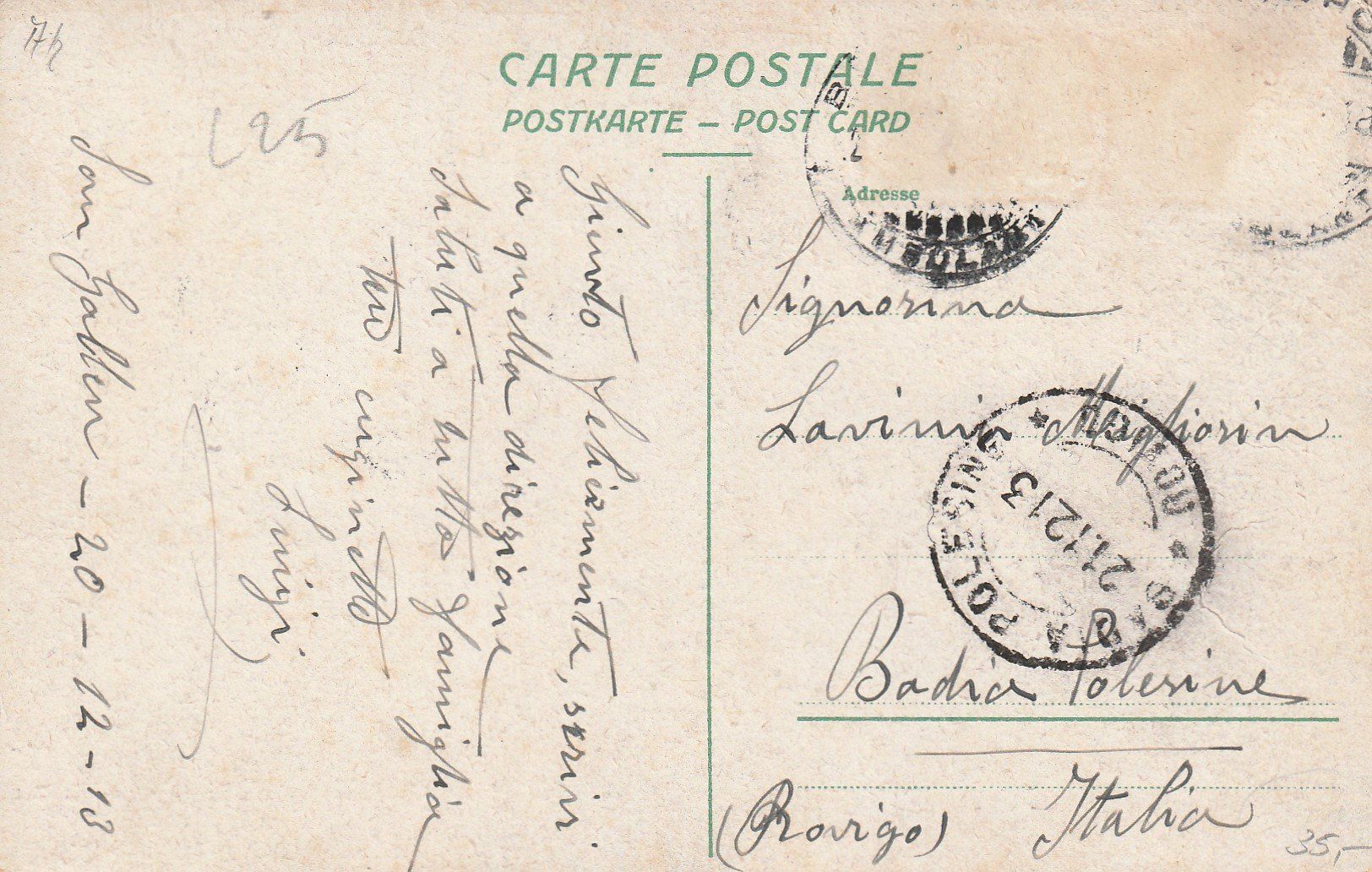 Ansichtskarten: St.Gallen-Multergasse-1913 – Gebraucht aus uttwil von Koehlerfred 1