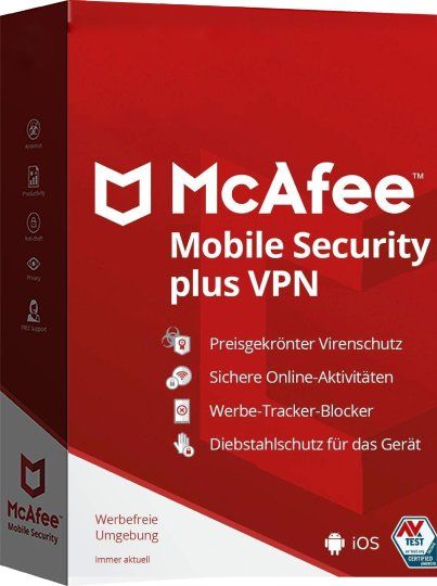 Mcafee Software: McAfee Mobile Security Plus VPN unlimited D/1Y – Nuovo (secondo la descrizione) da Vaduz venduto da KeysDistributionGmbH
