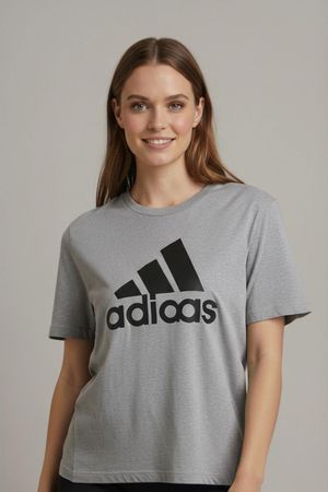 Adidas Graues Logo T-Shirt - Größe M