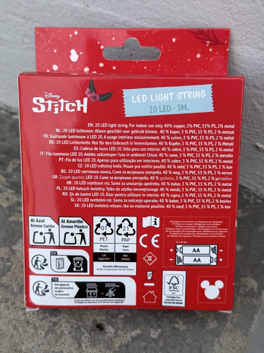 Ghirlande e barre luminose: Stitch Lichterkette • Weihnachten – Nuovo e nell'imballaggio originale da Allschwil venduto da Collector.Shop.Swizz 1