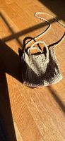 Basttasche beige 70 cm lang mit Druckknopf 