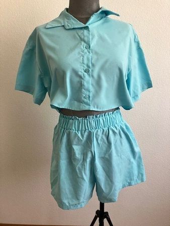 Ensemble short été turquoise, taille 38