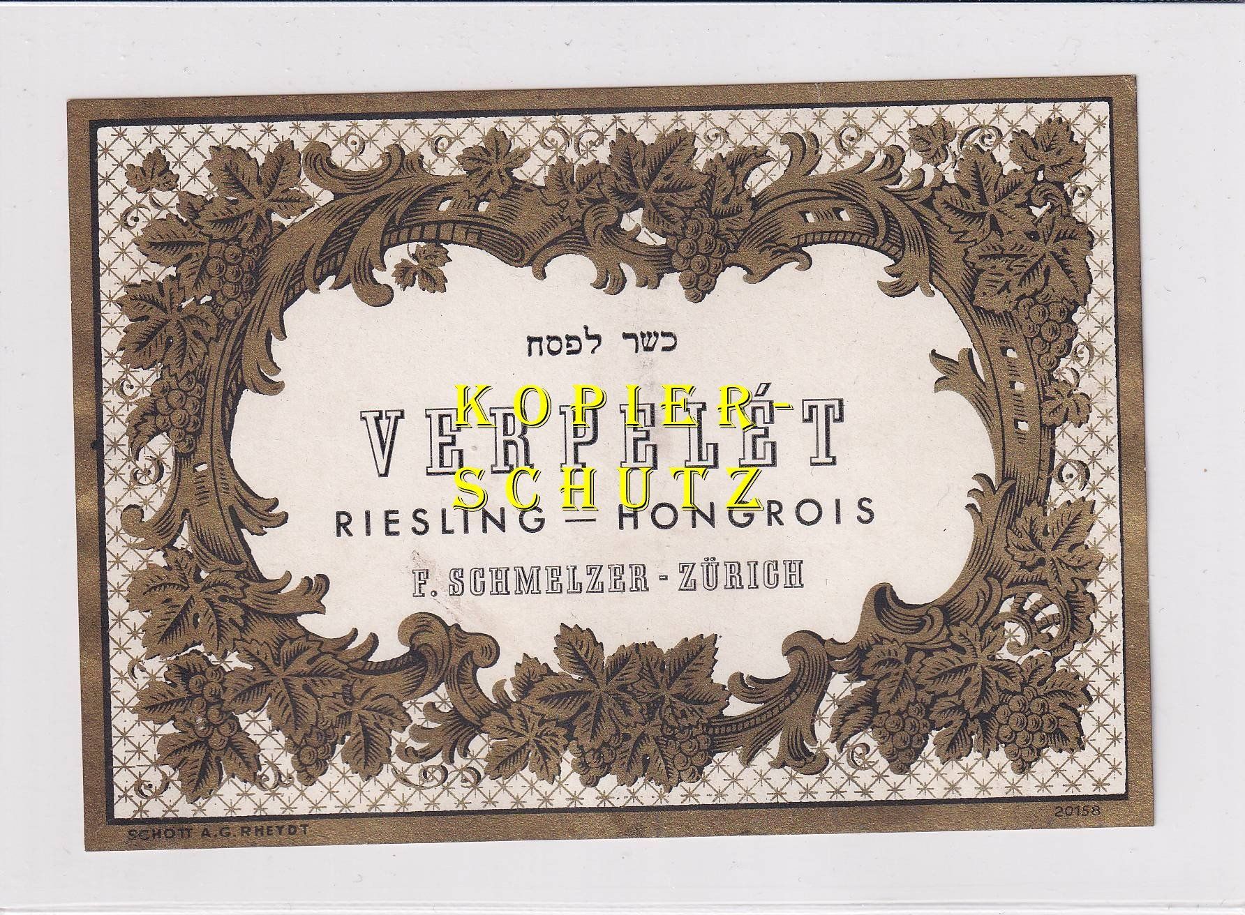 Papiere: Etikette - Verpelét (Riesling hongrois) /bd – Gebraucht aus Hombrechtikon von Rudolf07