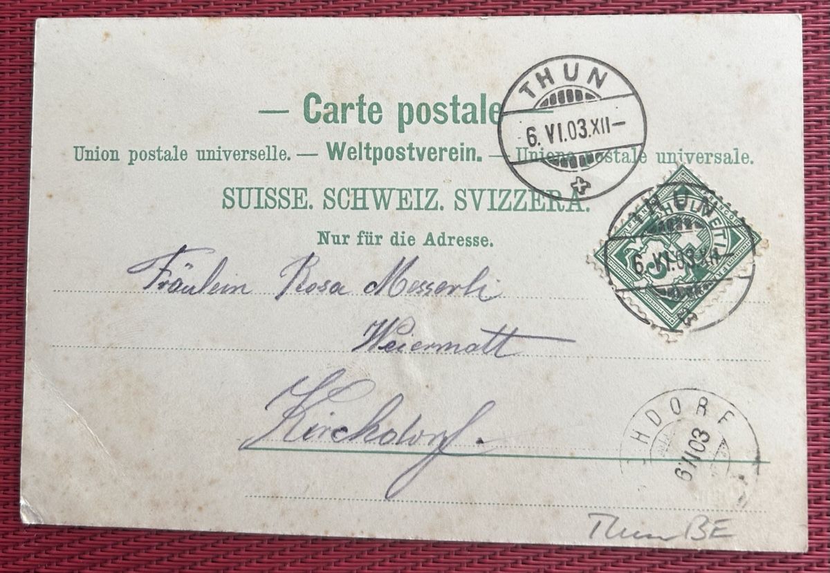 Cartoline postali: AK Thun 1903 – Usato da Horw venduto da Tellbub 1