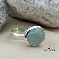 Unikate Silber Ring 925 Grösse 55 mit Aquamarin