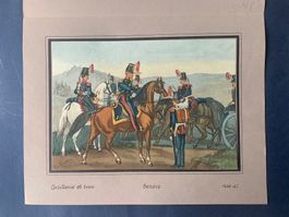 A. Von Escher Lithographie GENEVE Artillerie et train 1846-7