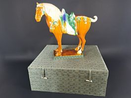 Tang-Sancai-Keramikpferd mit Originalschachtel
