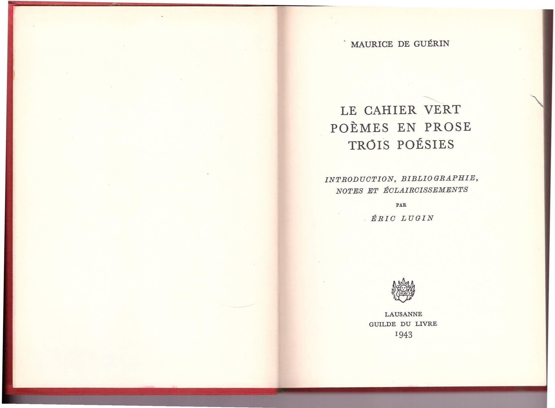 Libri: Maurice de Guérin - Le Cahier Vert % – Usato da Nunningen venduto da mercury-for-books 2