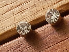 Ohrstecker rund, durchsichtig facettiert, 1 Paar, silberfarb