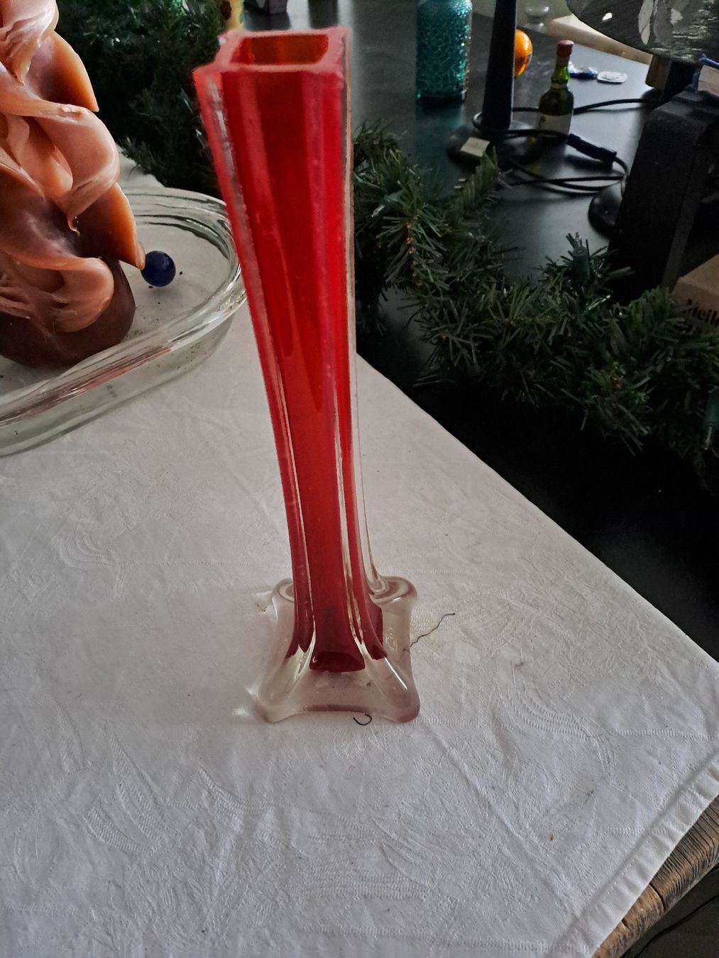 Vasi & Recipienti: Vase rot Glas Glasvase schmal – Usato da Zürich venduto da Schoebi19 3