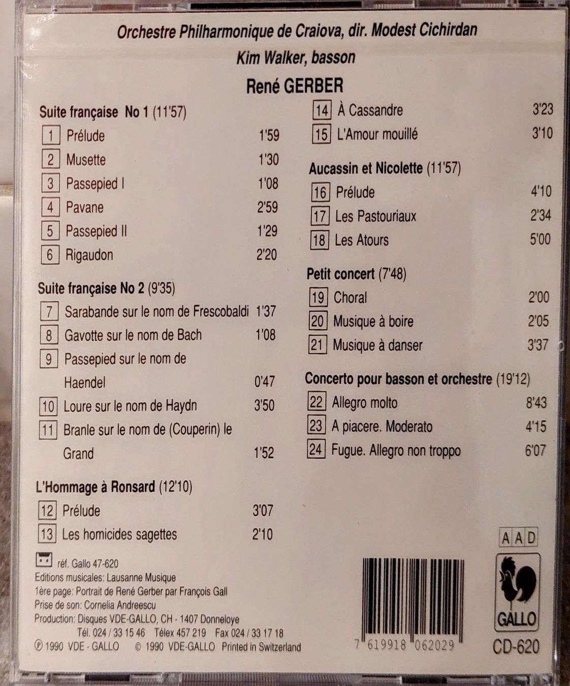 CDs: CD René GERBER - Orchestre Philharmonique de Craiova – Neu und originalverpackt aus Allmendingen b. BE von MMC-MuMeCo 1