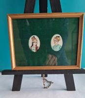 Miniaturmalerei, Portrait Mann Frau, gerahmt, Vintage Kunst!