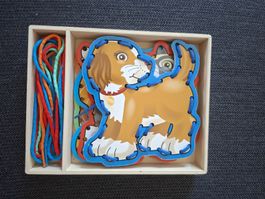 Jeu en bois 5 panneaux à lacer avec cordons animaux 3 ans