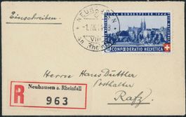 1944  Pro Patria - Brief - EF - Neuhausen am Rhein SH - 1.8.