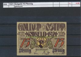 1921 DR, "Goldap - Notgeld 75 Pfg.", gebraucht
