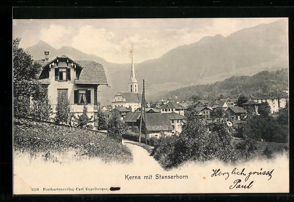Cartoline postali: Kerns, Generalansicht mit Kirche und Sta – Usato da Berlin venduto da bartko-reher
