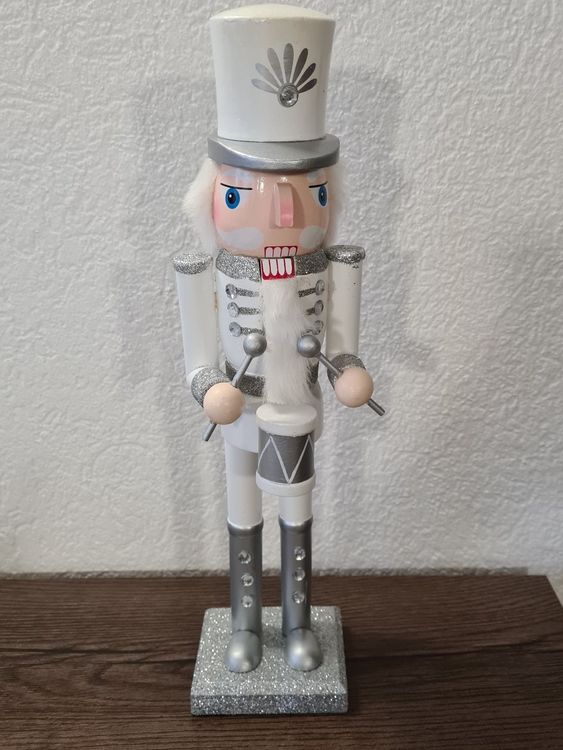 Weihnachts-Nussknacker Figur 24cm Aus Holz - Blaue Dekoration Für Festtage