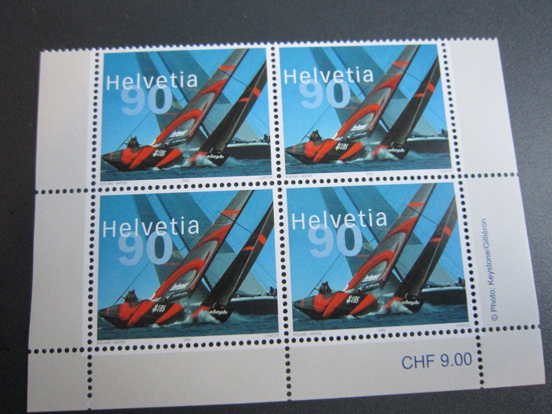 Tutti i francobolli: BLOC 4 TIMBRES ALINGHI 2003 – Nuovo (secondo la descrizione) da Grand-Lancy venduto da Jc42