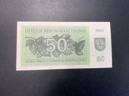 Banknote Litauen 1992, 50 Talonas, P 41 ab CHF 30, Toppreis!