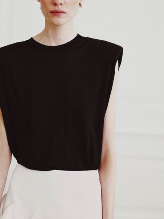Zara Black padded shoulder top