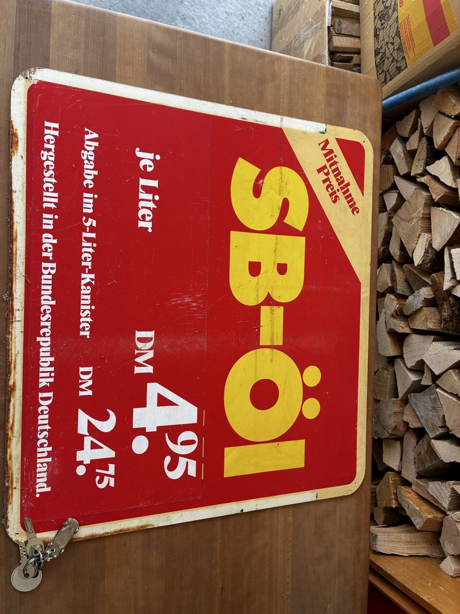 Insegne: Kunststoff Schild Vintage doppelseitig – Usato da Lengnau BE venduto da Warmbrodt
