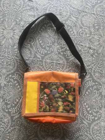 Unique Handmade Crossbody Bag with Vibrant Fish Design