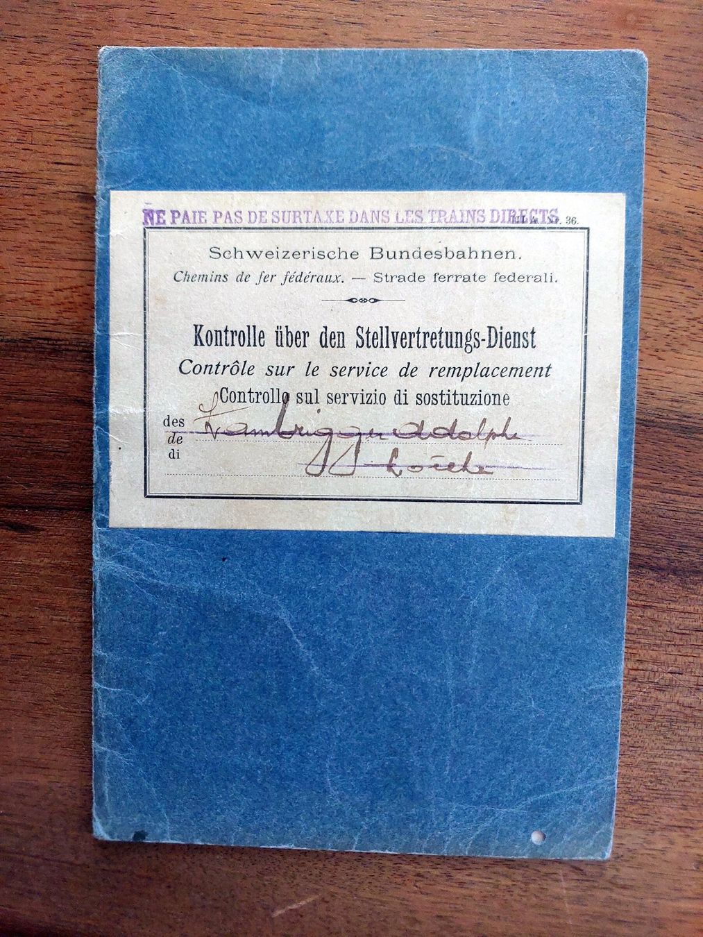 Libri: SBB Kontrolle über den Stellvertretungs-Dienst - 1951 – Usato da Schönenwerd venduto da Steidi