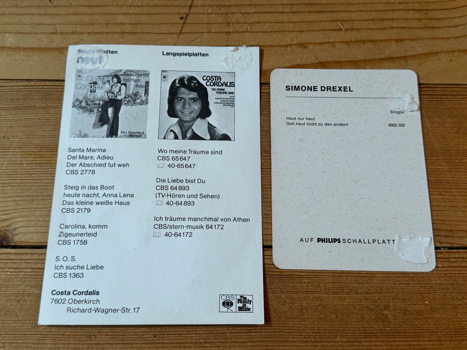 Autografi: 2 Autogramme Originale Costa Cordalis Simone Drexel – Usato da Bühler venduto da tashina96 1