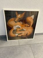 50 cm breitx52 cmhoch Zeichnung 2 Füchse kuscheln