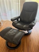 Original Stressless Sessel mit Fussteil - Leder schwarz
