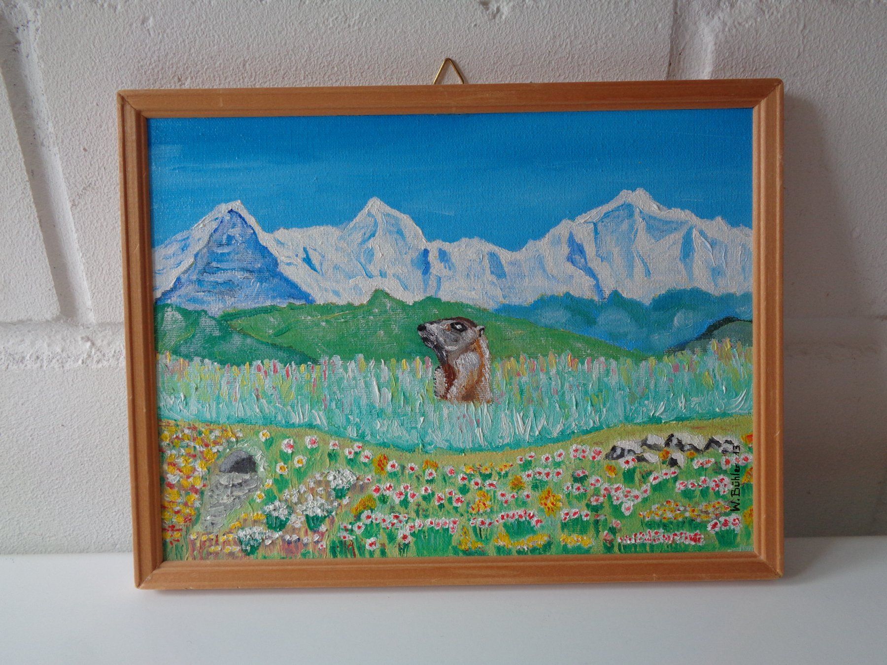 Tableaux: Ölbild Eiger, Mönch + Jungfrau mit Murmeltier 2013 – D'occasion à Wiesendangen par Gullfoss